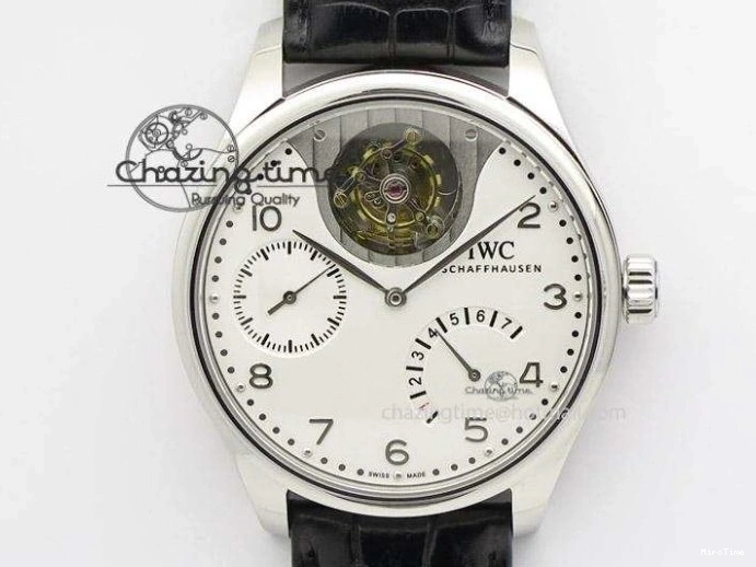 MIROTIME 0201 Original Portuguese IW358304 ZF 1:1 Best Edition SS White Dial RG Markers on Leather Strap A 7077